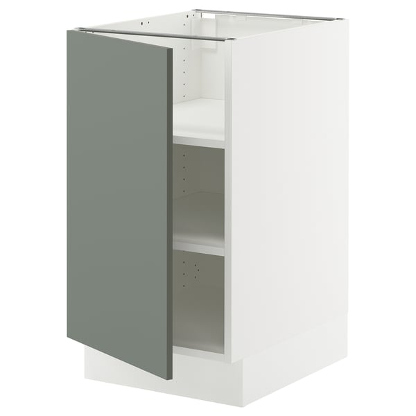 SEKTION Base cabinet with shelves, white/Nickebo matt grey-green, 18x24x30 "