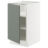 SEKTION Base cabinet with shelves, white/Nickebo matt grey-green, 18x24x30 "