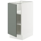 SEKTION Base cabinet with shelves, white/Nickebo matt grey-green, 15x24x30 "