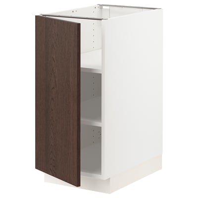 SEKTION Base cabinet with shelves, white/Sinarp brown, 15x24x30 "