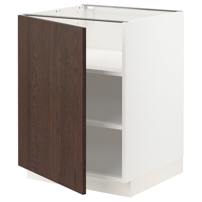 SEKTION Base cabinet with shelves, white/Sinarp brown, 24x24x30 "