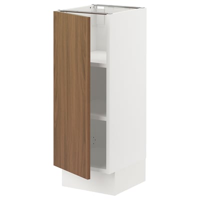 SEKTION Base cabinet with shelves, white/Tistorp brown walnut effect, 12x15x30 "