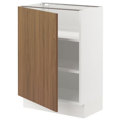 SEKTION Base cabinet with shelves, white/Tistorp brown walnut effect, 24x15x30 "