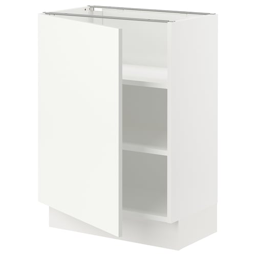 A white SEKTION kitchen cabinet with 1 door & 2 shelves.