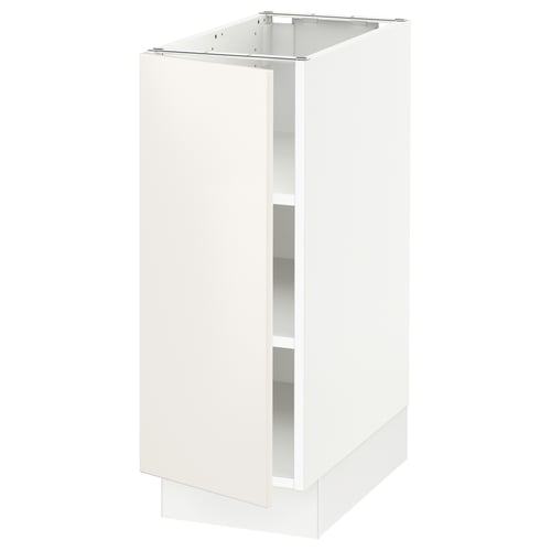 White SEKTION kitchen cabinet, modern, rectangular design with single door and interior shelf.
