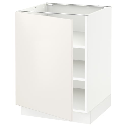 White SEKTION kitchen cabinet with shelves, sleek design.