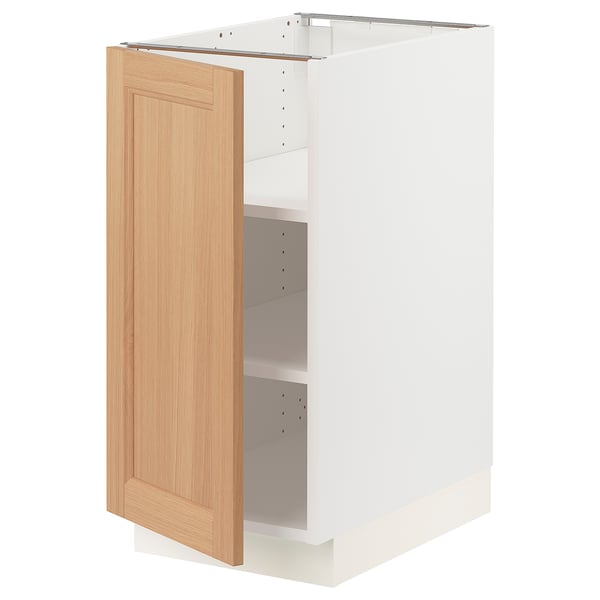 SEKTION Base cabinet with shelves, white/Vedhamn oak, 15x24x30 "