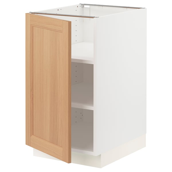 SEKTION Base cabinet with shelves, white/Vedhamn oak, 18x24x30 "