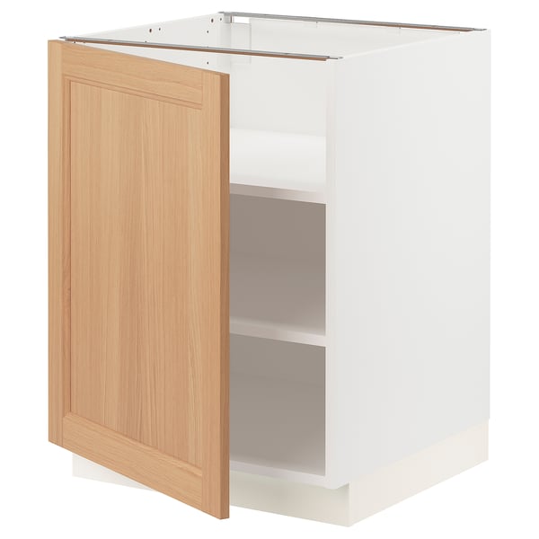 SEKTION Base cabinet with shelves, white/Vedhamn oak, 24x24x30 "