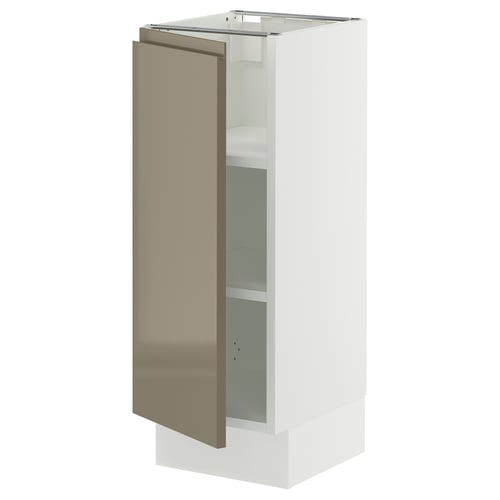 SEKTION kitchen cabinet, high gloss dark grey-brown, mirrored door, sleek design.
