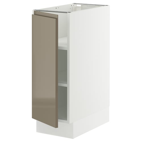 SEKTION kitchen cabinet, high gloss dark grey-brown, modern design, adjustable shelves, sleek handles.