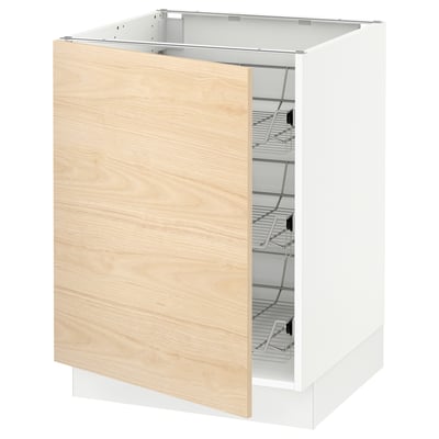 SEKTION Base cabinet with wire baskets, white/Askersund light ash effect, 24x24x30 "