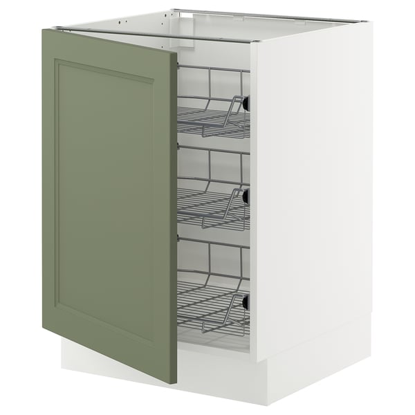 SEKTION Base cabinet with wire baskets, white/Axstad gray-green, 24x24x30 "