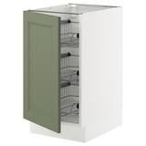 SEKTION Base cabinet with wire baskets, white/Axstad gray-green, 18x24x30 "