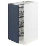 SEKTION Base cabinet with wire baskets, white Axstad/matte blue, 15x24x30 "
