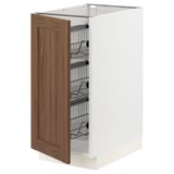 SEKTION Base cabinet with wire baskets, white Enköping/brown walnut effect, 15x24x30 "