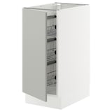 SEKTION Base cabinet with wire baskets, white/Havstorp light gray, 15x24x30 "