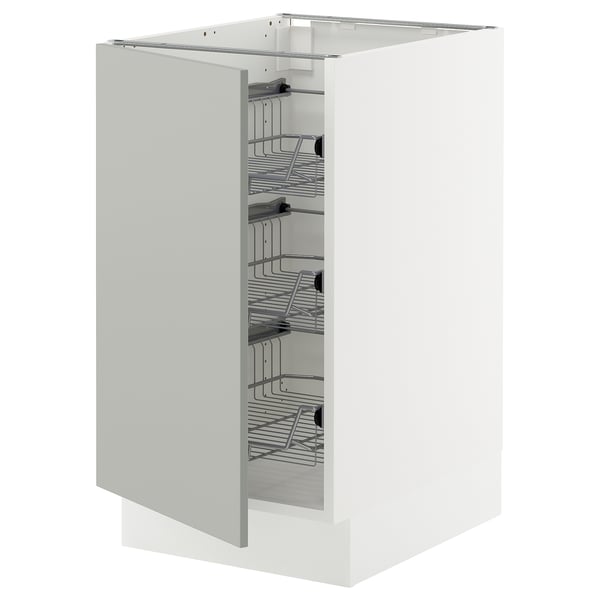 SEKTION Base cabinet with wire baskets, white/Havstorp light gray, 18x24x30 "
