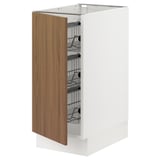 SEKTION Base cabinet with wire baskets, white/Tistorp brown walnut effect, 15x24x30 "