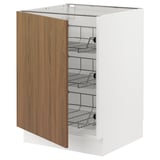 SEKTION Base cabinet with wire baskets, white/Tistorp brown walnut effect, 24x24x30 "