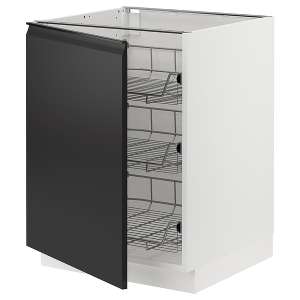 SEKTION Base cabinet with wire baskets, white/Upplöv matt anthracite, 24x24x30 "