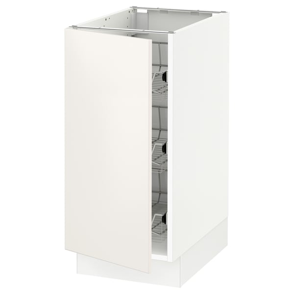 SEKTION Base cabinet with wire baskets, white/Veddinge white, 15x24x30 "