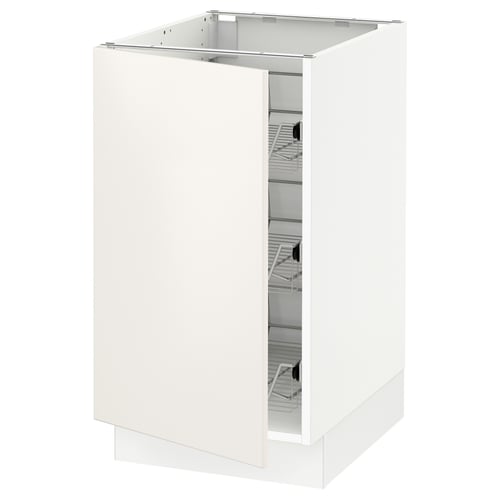 SEKTION white cabinet, modern design, wire shelves, smooth door.