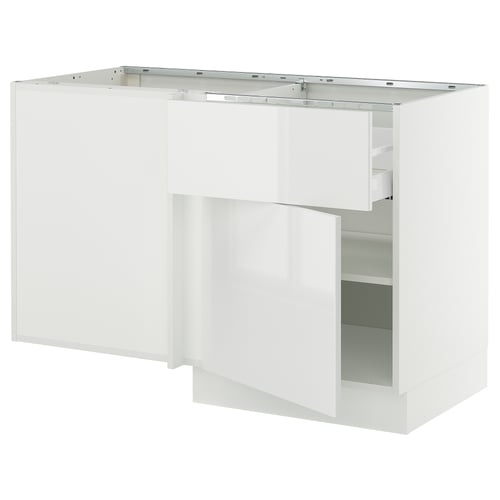 SEKTION modern white kitchen cabinet with glossy finish and high storage capacity.