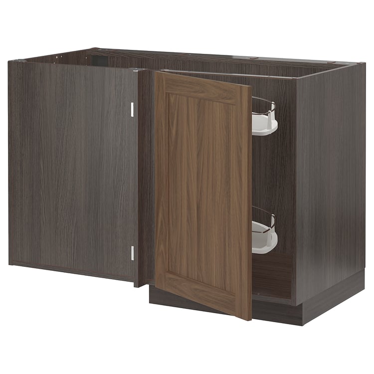 SEKTION Corner base cab w pullout fitting, brown Enköping/brown walnut