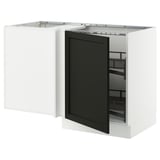 SEKTION Corner base cab w pull-out fitting, white/Lerhyttan black stained, 50x24x30 "