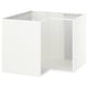White SEKTION kitchen cabinet, square shape, one open side, sturdy frame, pre-drilled holes for shelf adjustment.