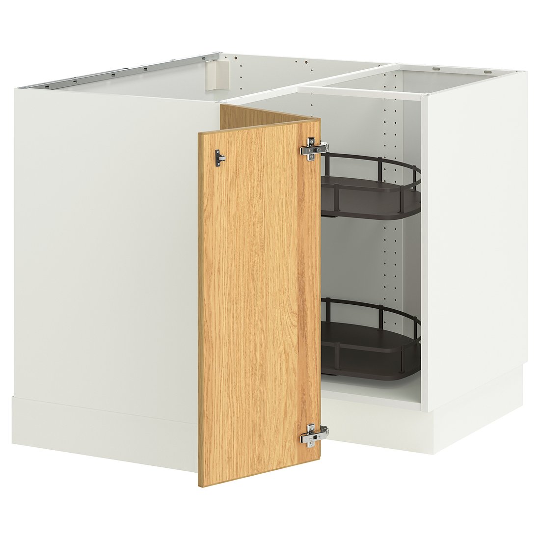 SEKTION corner base cabinet with carousel, white/Sinarp oak veneer ...