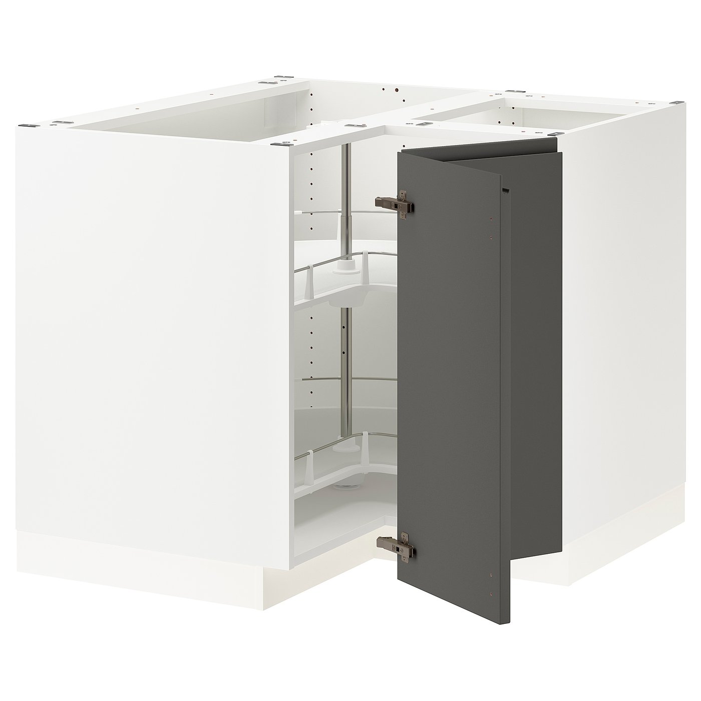 SEKTION Corner base with carousel, white, Voxtorp dark gray