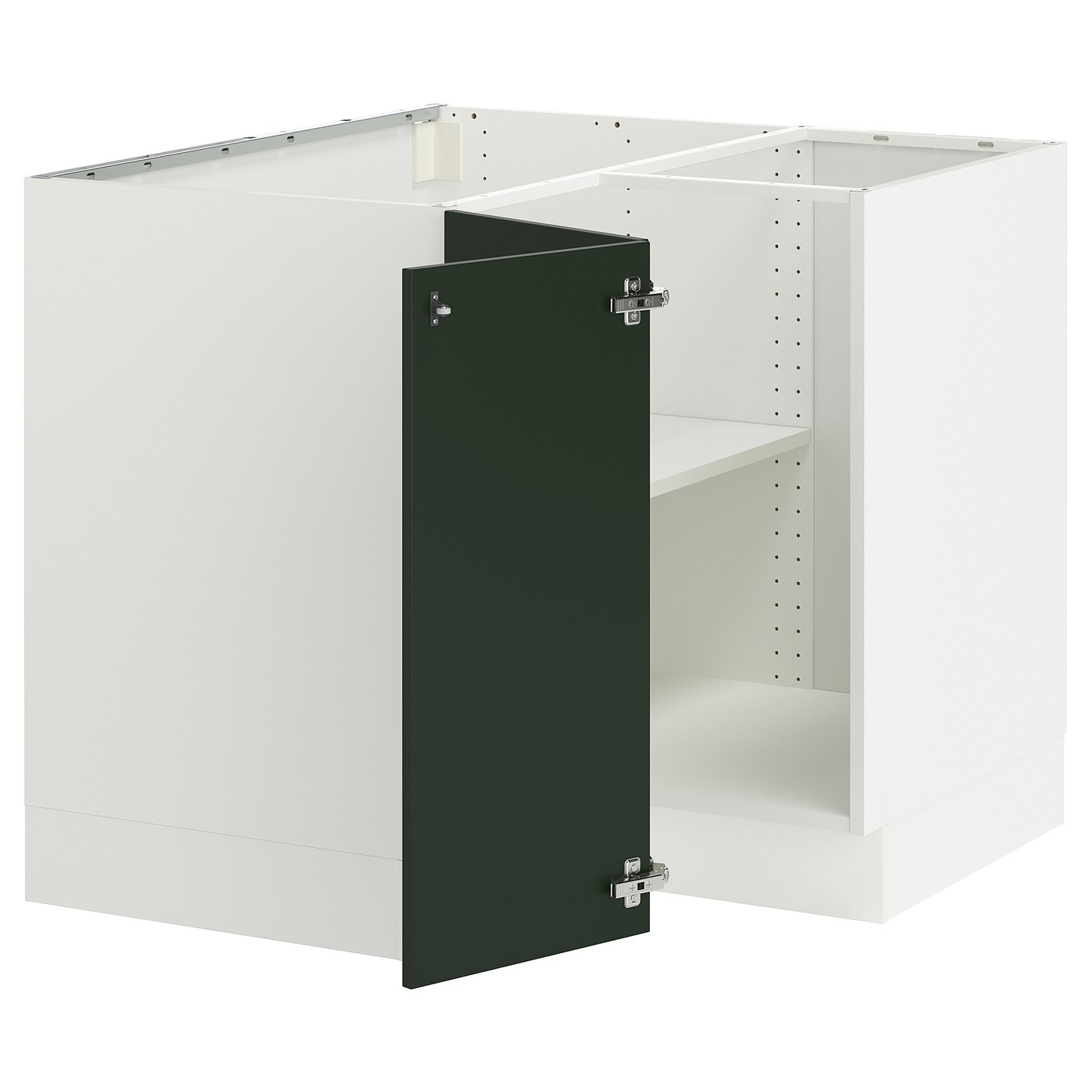 SEKTION corner base cabinet with shelf, white/Havstorp deep green