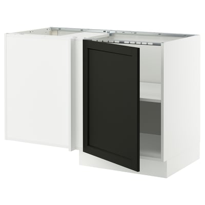 SEKTION Corner base cabinet with shelf, white/Lerhyttan black stained, 50x24x30 "