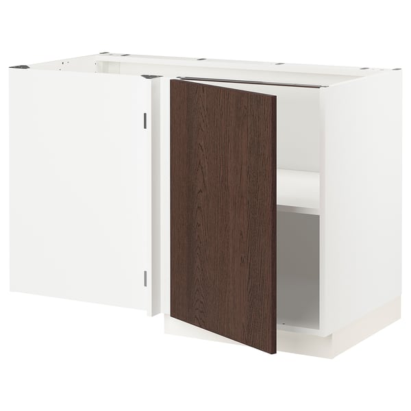 SEKTION Corner base cabinet with shelf, white/Sinarp brown, 47x24x30 "