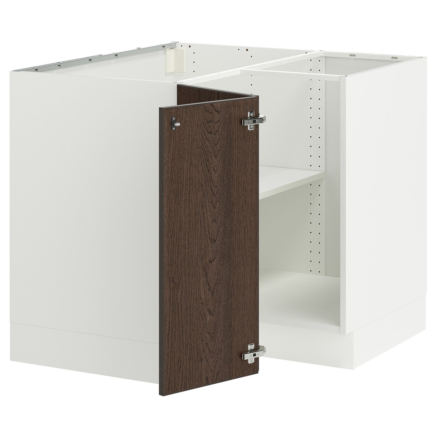 SEKTION corner base cabinet with shelf, white/Sinarp brown, 97x61x76 cm ...
