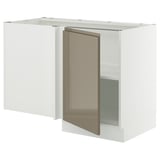 SEKTION Corner base cabinet with shelf, white/Voxtorp high-gloss dark grey-brown, 47x24x30 "