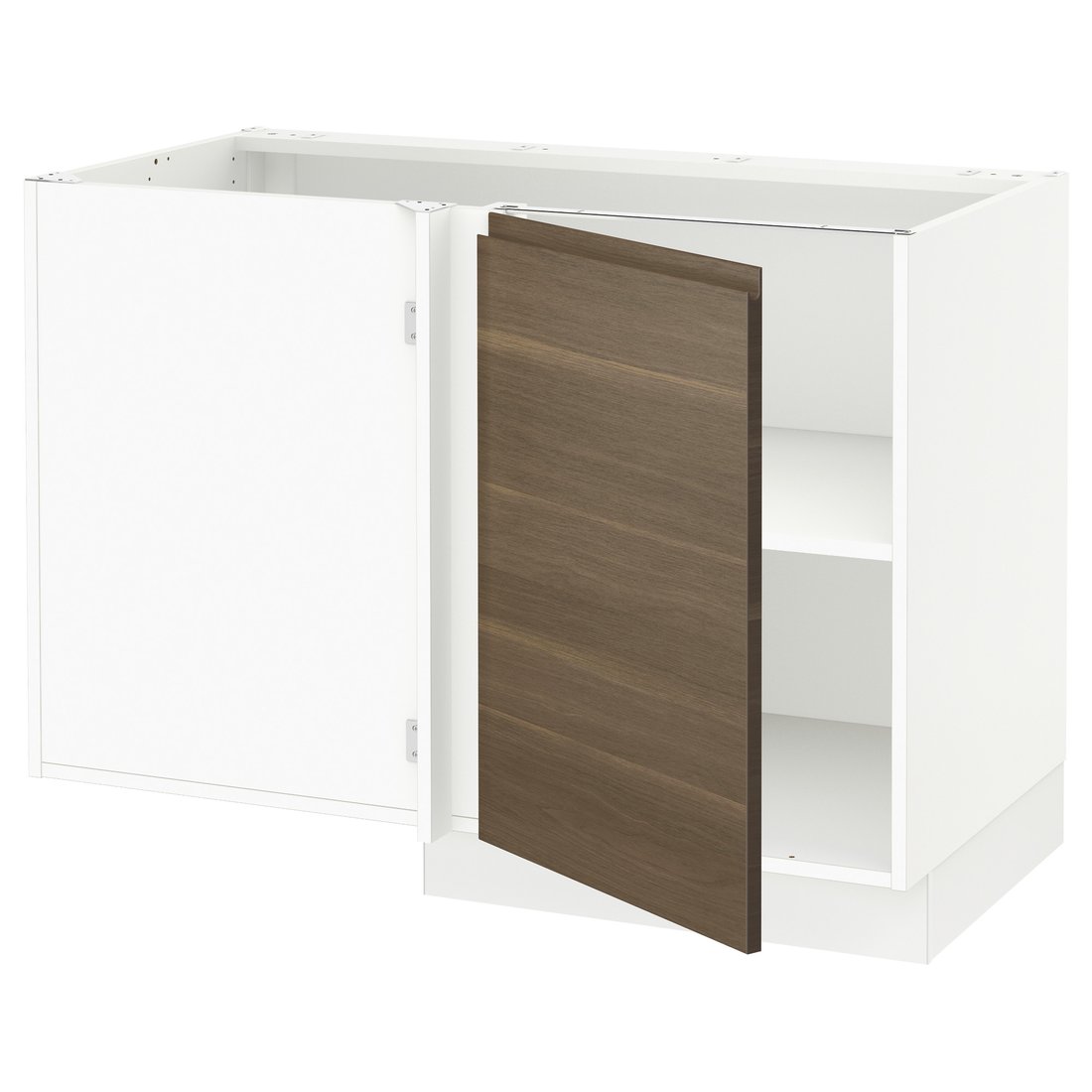SEKTION Corner base with shelf white/Voxtorp walnut effect IKEA