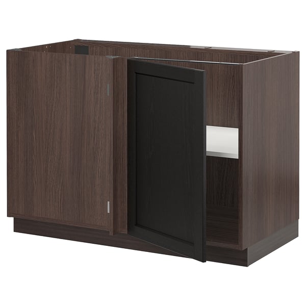 SEKTION Corner base cabinet with shelf - brown, Lerhyttan ...