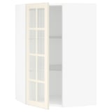 SEKTION Corner wall cab w shelves/glass dr, white/Bodbyn off-white, 26x15x40 "