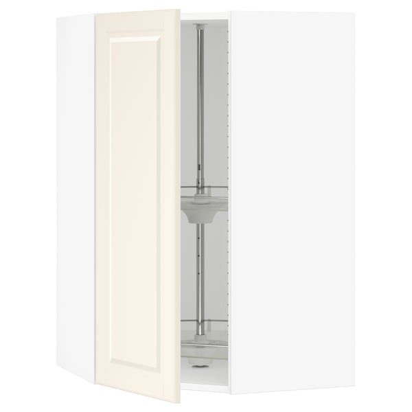 SEKTION Corner wall cabinet with carousel, white/Bodbyn off-white, 26x15x40 "