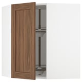 SEKTION Corner wall cabinet with carousel, white Enköping/brown walnut effect, 26x15x30 "
