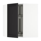 SEKTION Corner wall cabinet with carousel, white/Lerhyttan black stained, 26x15x30 "