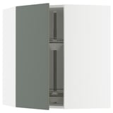SEKTION Corner wall cabinet with carousel, white/Nickebo matt grey-green, 26x15x30 "