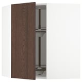 SEKTION Corner wall cabinet with carousel, white/Sinarp brown, 26x15x30 "