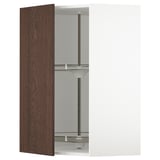 SEKTION Corner wall cabinet with carousel, white/Sinarp brown, 26x15x40 "