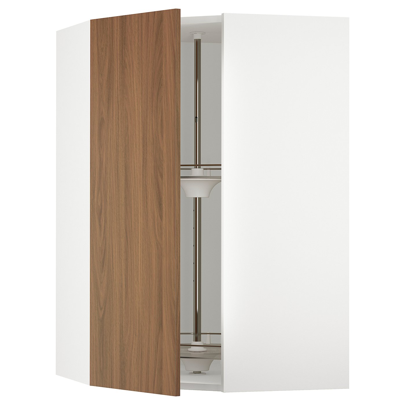 SEKTION corner wall cabinet with carousel, white/Tistorp brown walnut ...