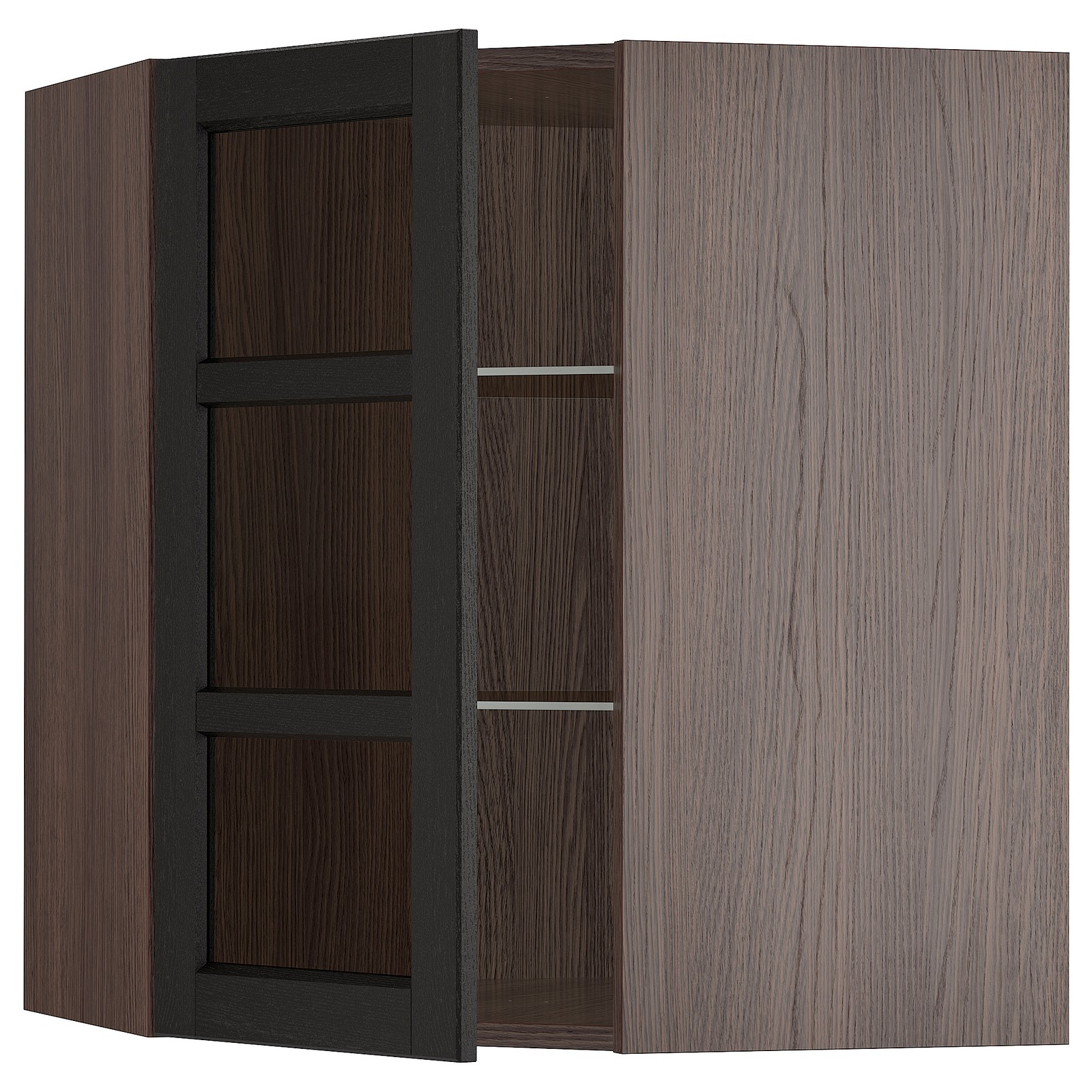 SEKTION Corner wall with glass door brown/Lerhyttan black