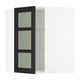 SEKTION Corner wall cabinet with glass door, white/Lerhyttan black stained, 26x15x30 "